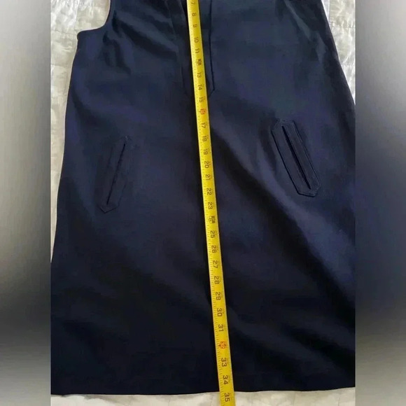 J Crew NWT Navy Sleeveless Shift Dress Notched V Neck Pockets Midi Cotton A-Line - Picture 7 of 11